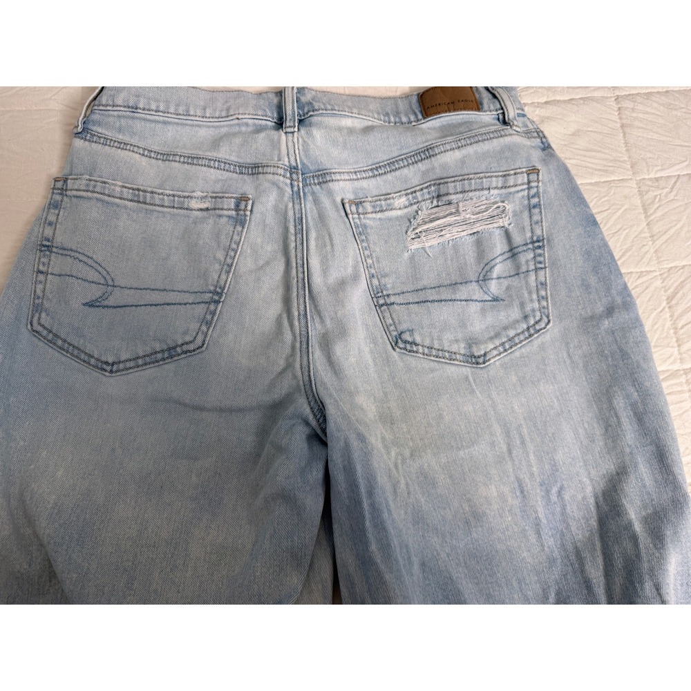 American Eagle Super High Rise Ultra Wide Leg Distressed Light Wash Jeans 6 Long - Picture 7 of 10